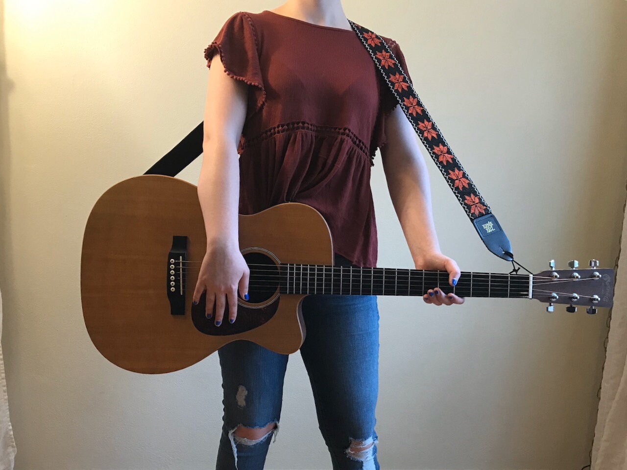 Hand Beaded Guitar Strap. Flower Design. Glass Seed Beads Etsy