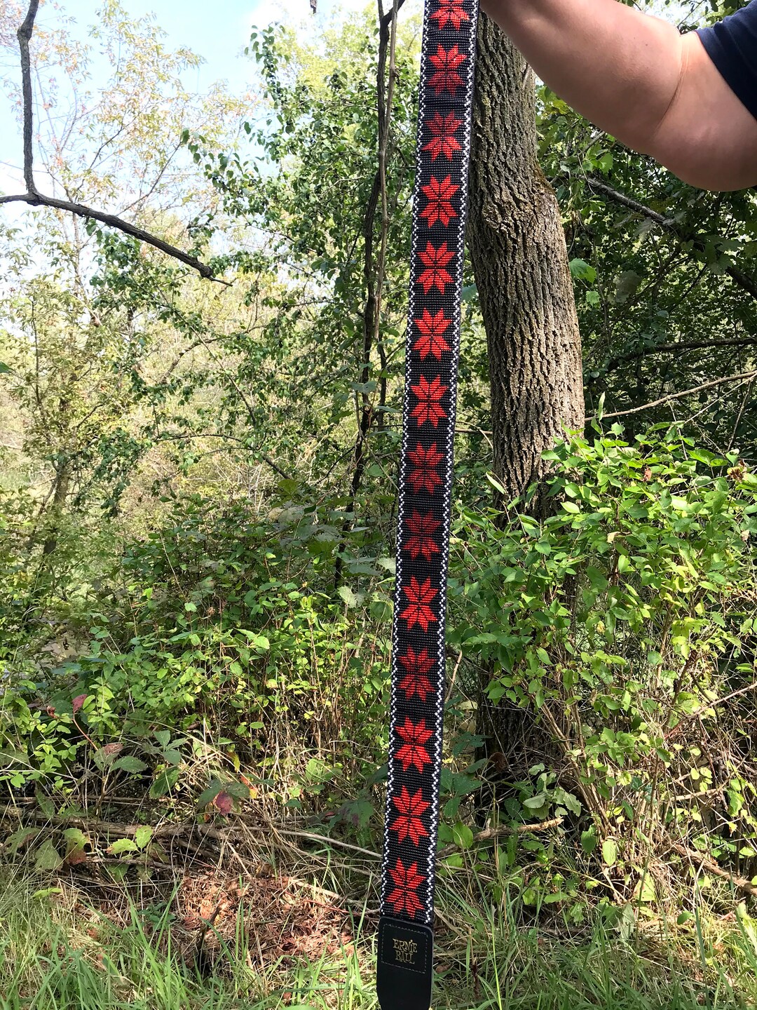 Hand Beaded Guitar Strap. Flower Design. Glass Seed Beads Etsy