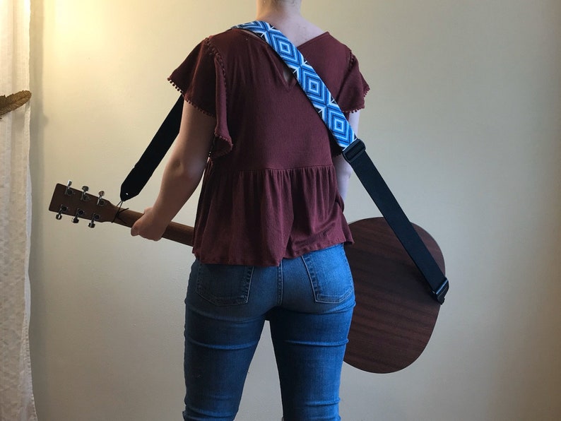 Hand Beaded Guitar Strap Diamond Pattern. Glass Seed Beads Etsy