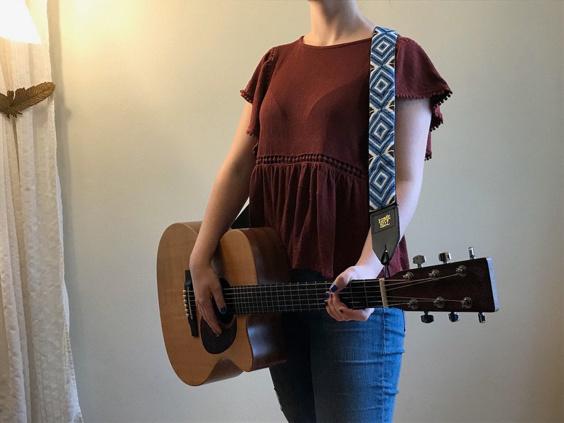 Hand Beaded Guitar Strap Diamond Pattern. Glass Seed Beads Etsy