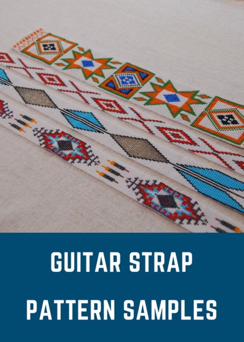 Hand Beaded Guitar Strap. Glass Seed Beads Turquoise White Etsy
