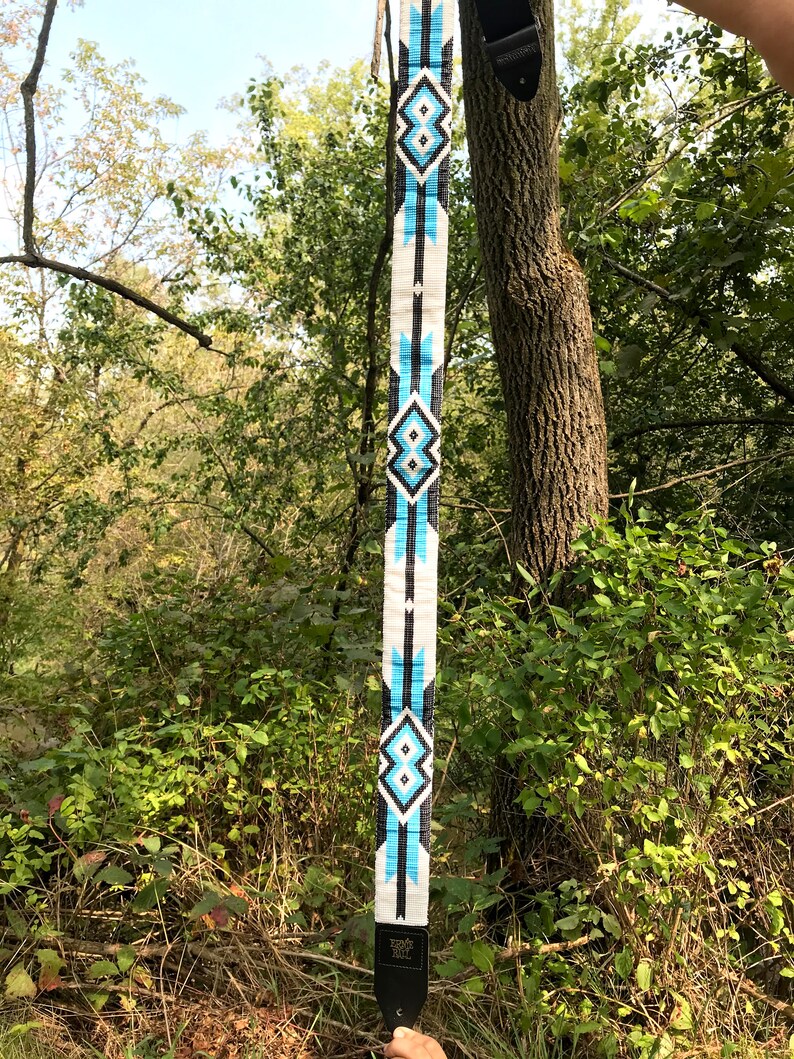 Hand beaded guitar strap. READY TO SHIP Glass seed beads | Etsy