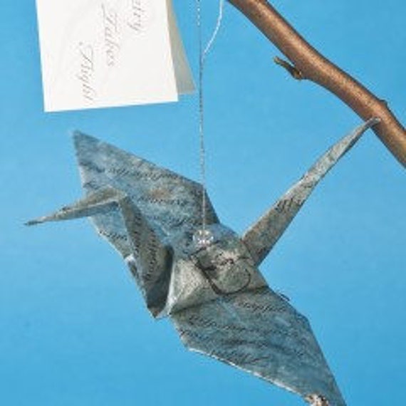 Poesie Nimmt Flug Origami Kranich Mit Gedicht
