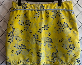 Vintage 90er Jahre Damen Gelber Blumen Rock Gr. 30