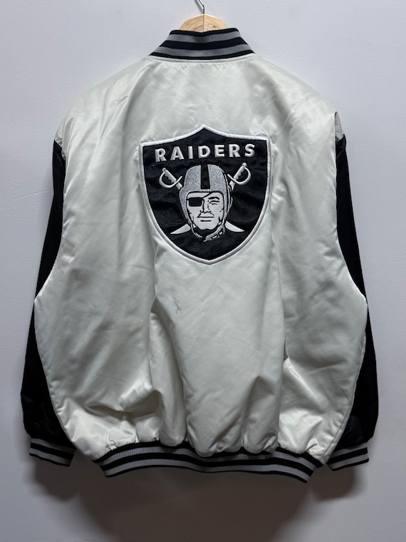 Vintage 90's Reebok Oakland Raiders Satin Bomber Jacket Size Large