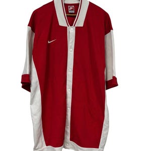 Vintage 90&#39;s Team Nike Red White Shooting Shirt Size XL Tall