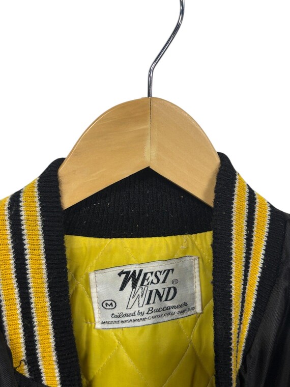 80s BUCCANEER MFG.CO. WEST WIND スタジャン Vintage West Wind BN Transport Graphic Satin Bomber Jacket