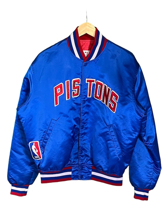 Vintage 80's Starter Detroit Pistons Satin Bomber Jacket Size