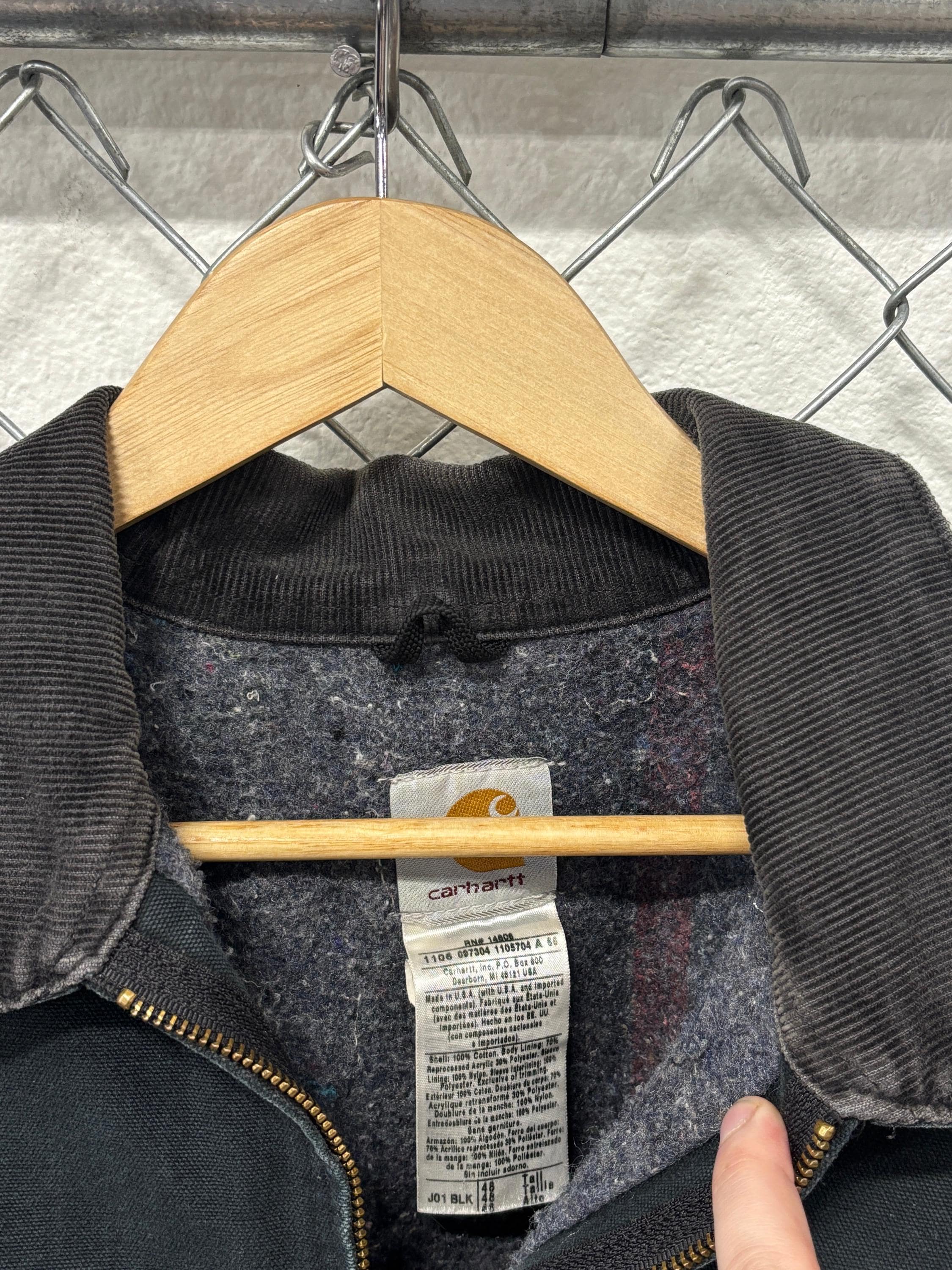 Vintage Carhartt J01 Black Detroit Blanket Lined Workwear Jacket 
