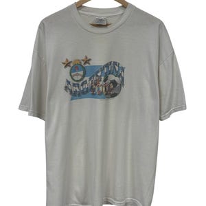 Camiseta estampada vintage de futebol da Argentina de 2002, tamanho XXG