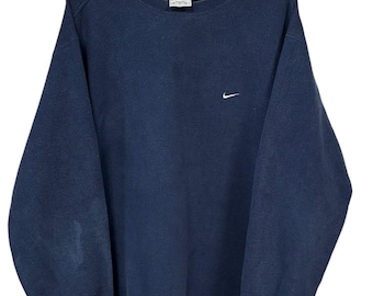 Klasyczny sweter Nike z lat 90. w kolorze granatowym z małym haftowanym logo Swoosh, rozmiar XL