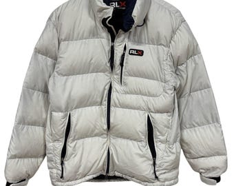 Vintage 90's Polo Sport RLX White Zip up Puffer Jacket Size Small