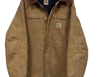 Vintage Carhartt C03 Arctic Brown Zip up Workwear Jacket Size 50