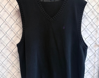 Polo Ralph Lauren Black Sweater Vest Size XXL Tall