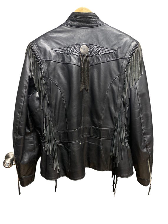 Vintage Womens Harley Davidson Fringe Leather Biker Jacket Size