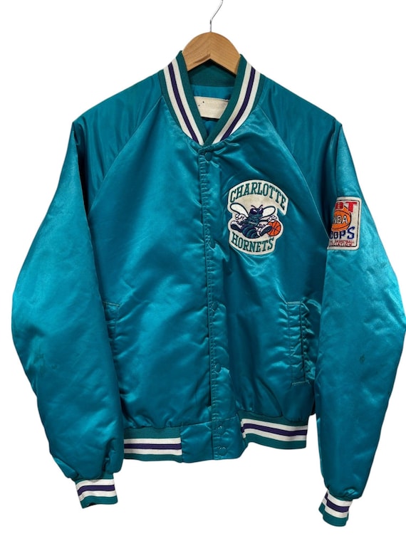 Vintage 90's Chalk Line Charlotte Hornets Satin Bomber Jacket Size