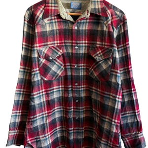 Vintage Pendleton High Grade Western Wear Pearl Snap Button Up Shirt Size Large