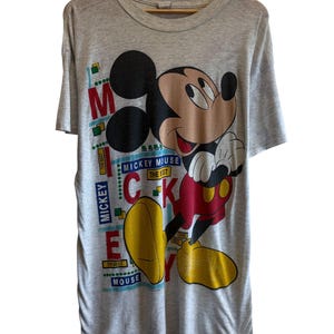 Vintage 90's Disney Mickey Mouse Cartoon Graphic Sleep Shirt Tee Size XL image 1