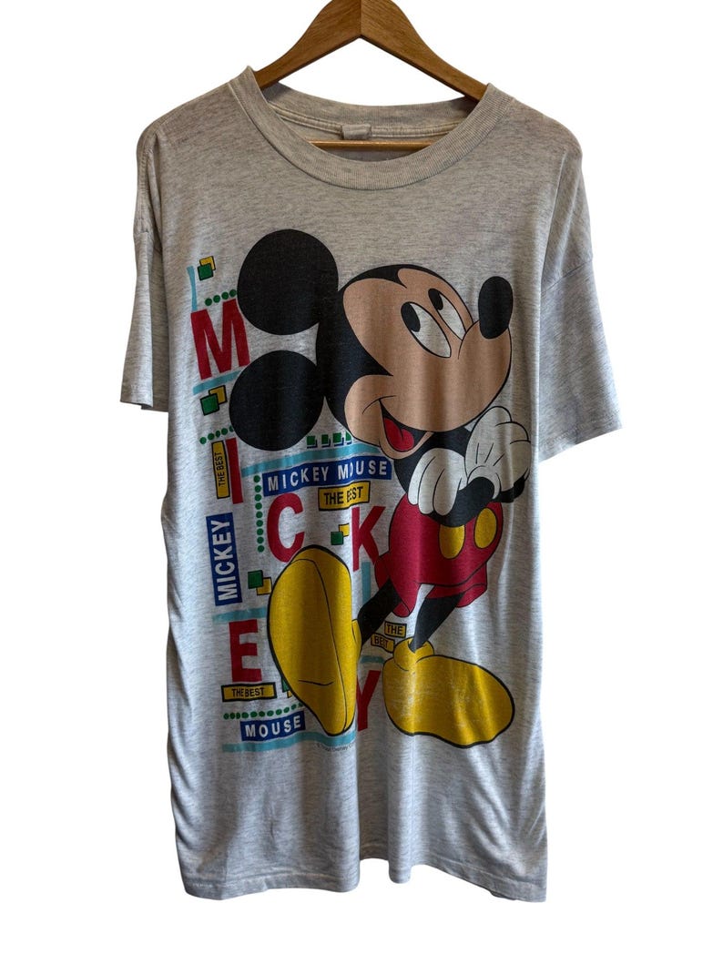 Vintage 90's Disney Mickey Mouse Cartoon Graphic Sleep Shirt Tee Size XL image 1