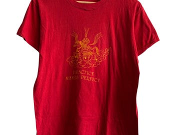 Vintage 80's Practice Makes Perfect Martial Arts Tee Size XL