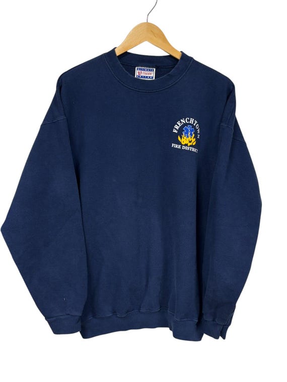 Vintage Frenchtown Fire District Graphic Crewneck Swe Gem