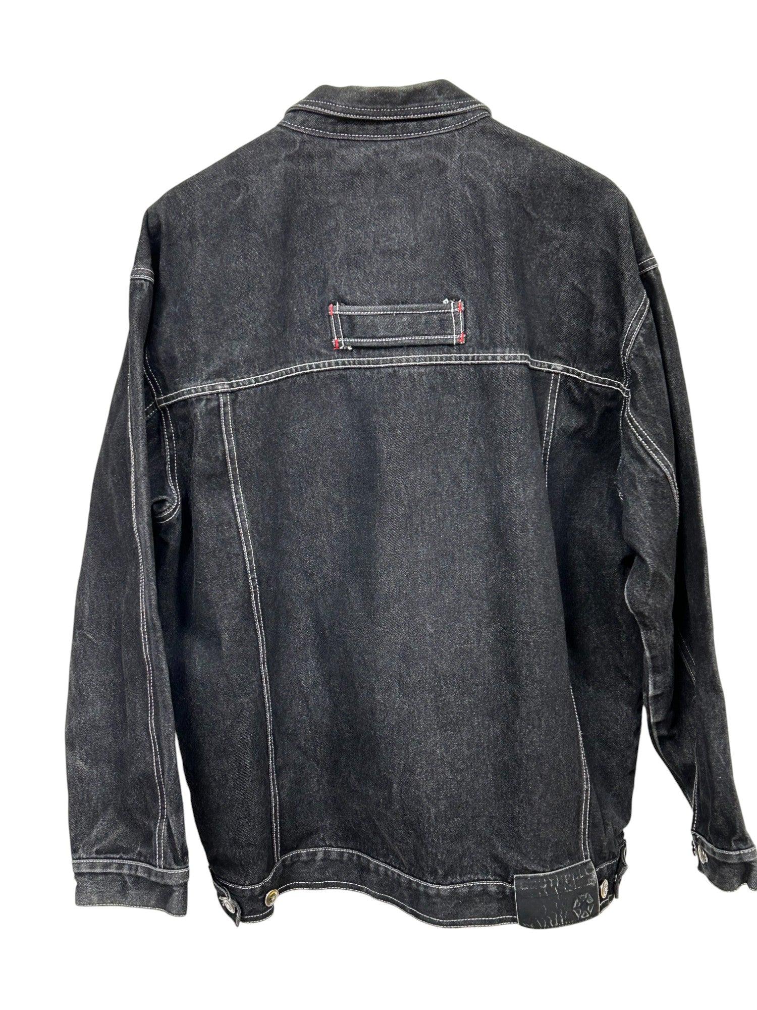 Vintage Y2K South Pole Black Denim Trucker Jacket Size Large