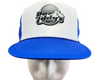 Gorra de camionero vintage azul y blanca Montana de Doc & Eddy, años 90, snapback