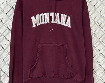 Vintage Y2K University of Montana Grizzlies Center Swoosh Hoodie Size Medium