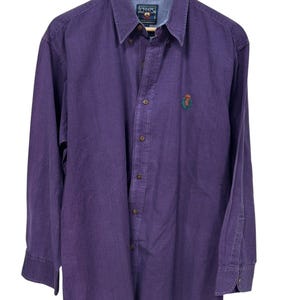 Vintage Chaps Ralph Lauren Purple Plaid Button Up Shirt Size Large