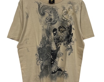 Camiseta vintage Y2K de la marca Makaveli con estampado gráfico grande, talla XL
