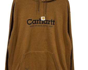 Sudadera con capucha vintage Carhartt Hard at Work marrón talla XL