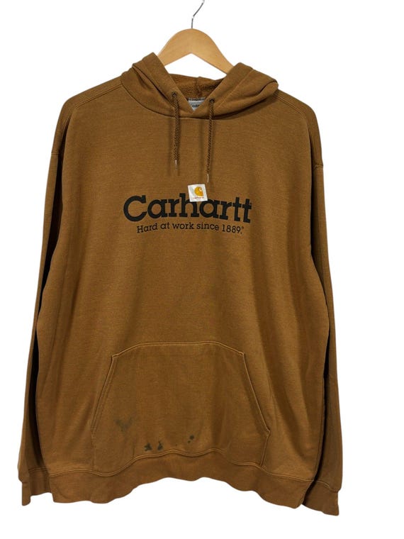 Vintage Carhartt Hard at Work Brown Hoodie Size XL - Etsy Israel