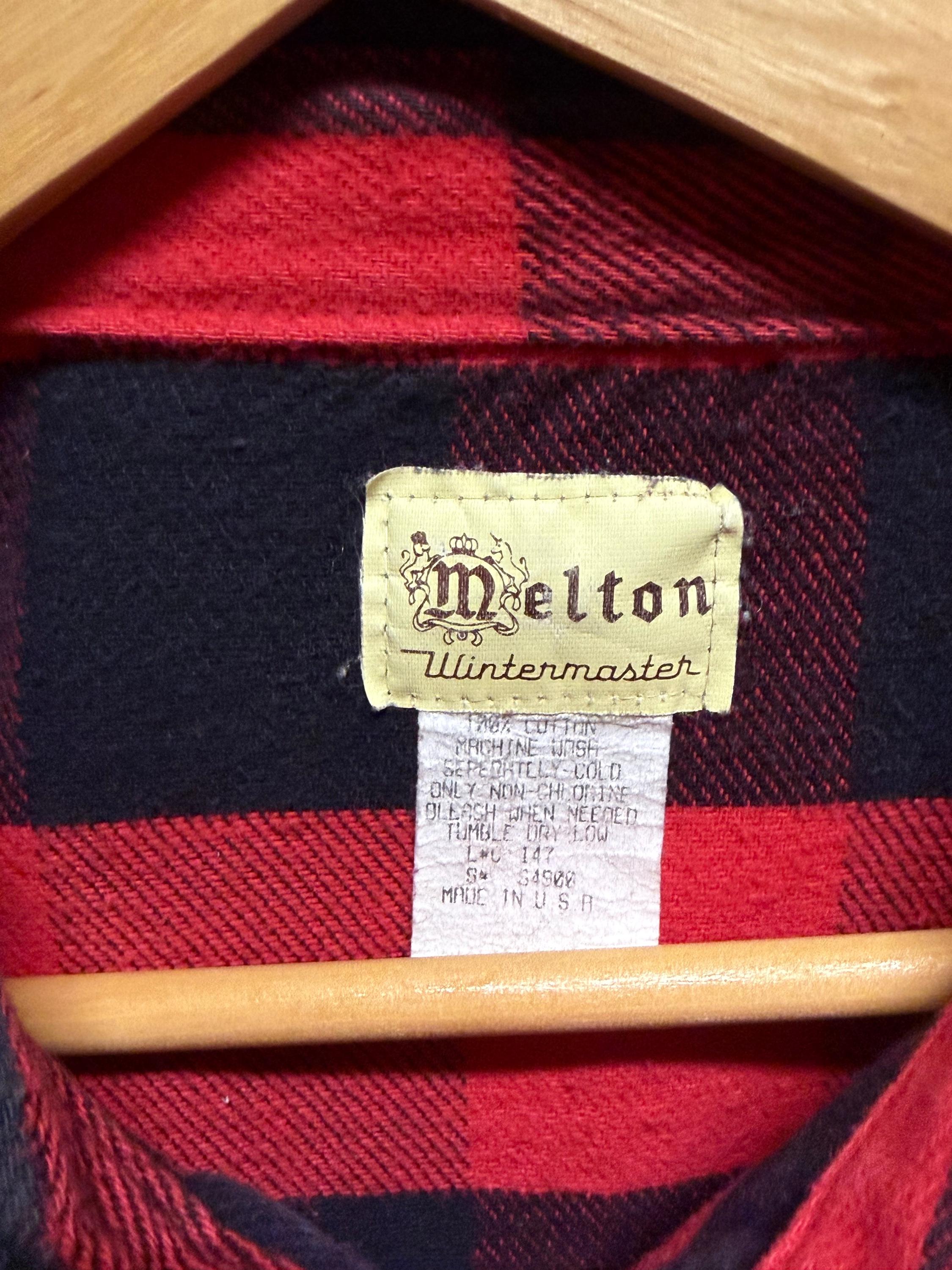 Vintage Melton Wintermaster Red Flannel Button up Shirt Made in