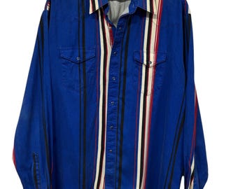 Vintage Wrangler Brushpopper Pearl Snap Button Up Western Shirt Size XXL