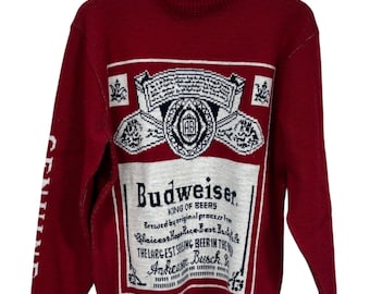 1970's the Budweiser Sweater Rare Collectible Red, White and 1970's the Budweiser Sweater Rare Collectible Red, White and