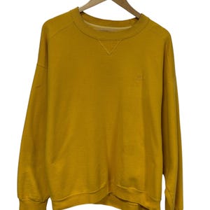 Vintage 90&#39;s Starter Yellow Blank Crewneck Sweater Size Large