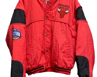 Vintage 90s NBA Chicago Bulls Nutmeg Zip Winter Jacket Mens Size L/XL RARE