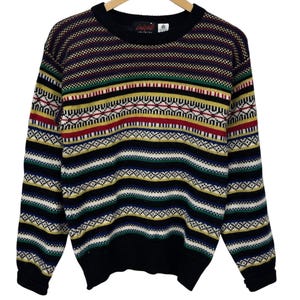 Vintage 90&#39;s Abstract Art Wool Knit Sweater Size Medium