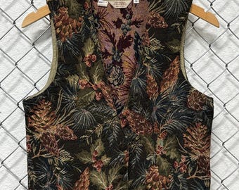 Vintage 90's Women's Floral Button Up Vest Size Small