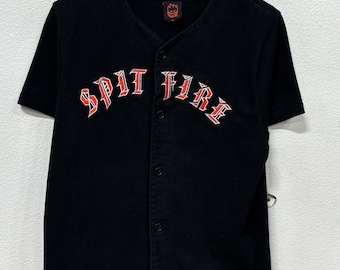 Vintage Y2K Spit Fire Skate Company Baseball Jersey Shirt Size Medium
