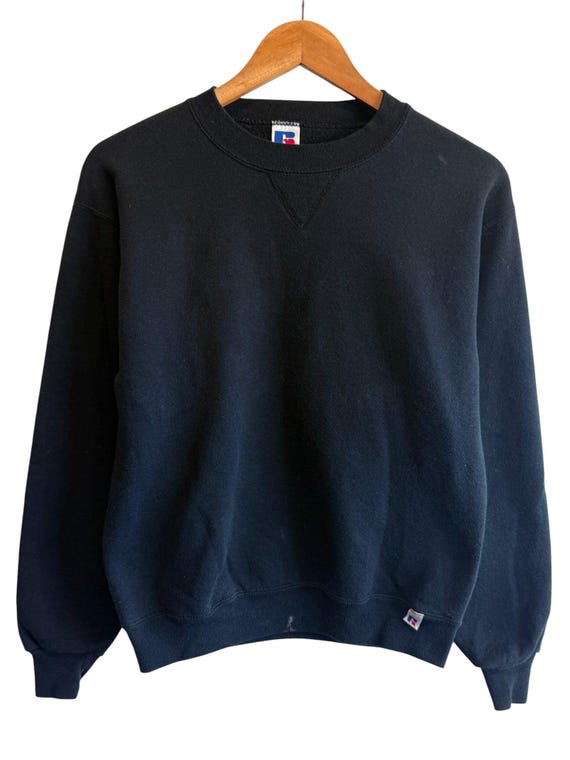 Vintage 90's Russell Athletic Black Blank Crewneck Sweater Size