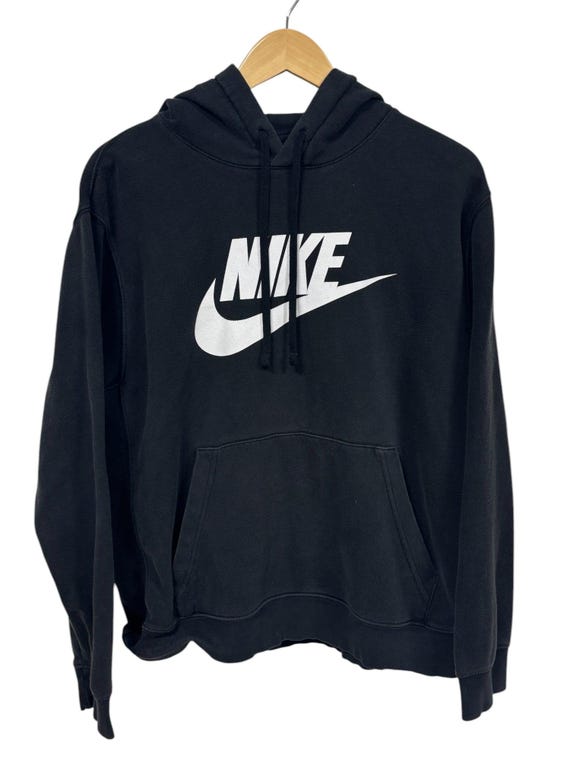 Nike Futura Swoosh Logo Black Hoodie Size Large