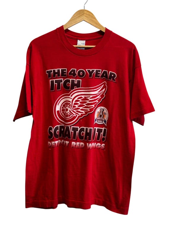 Vintage 1995 Salem Sportswear Detroit Red Wings 40 Year Itch Tee Size Large