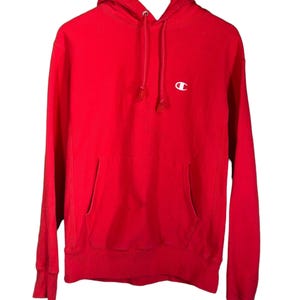 Vintage 00&#39;s Champion Reverse Weave Red Hoodie Size Medium