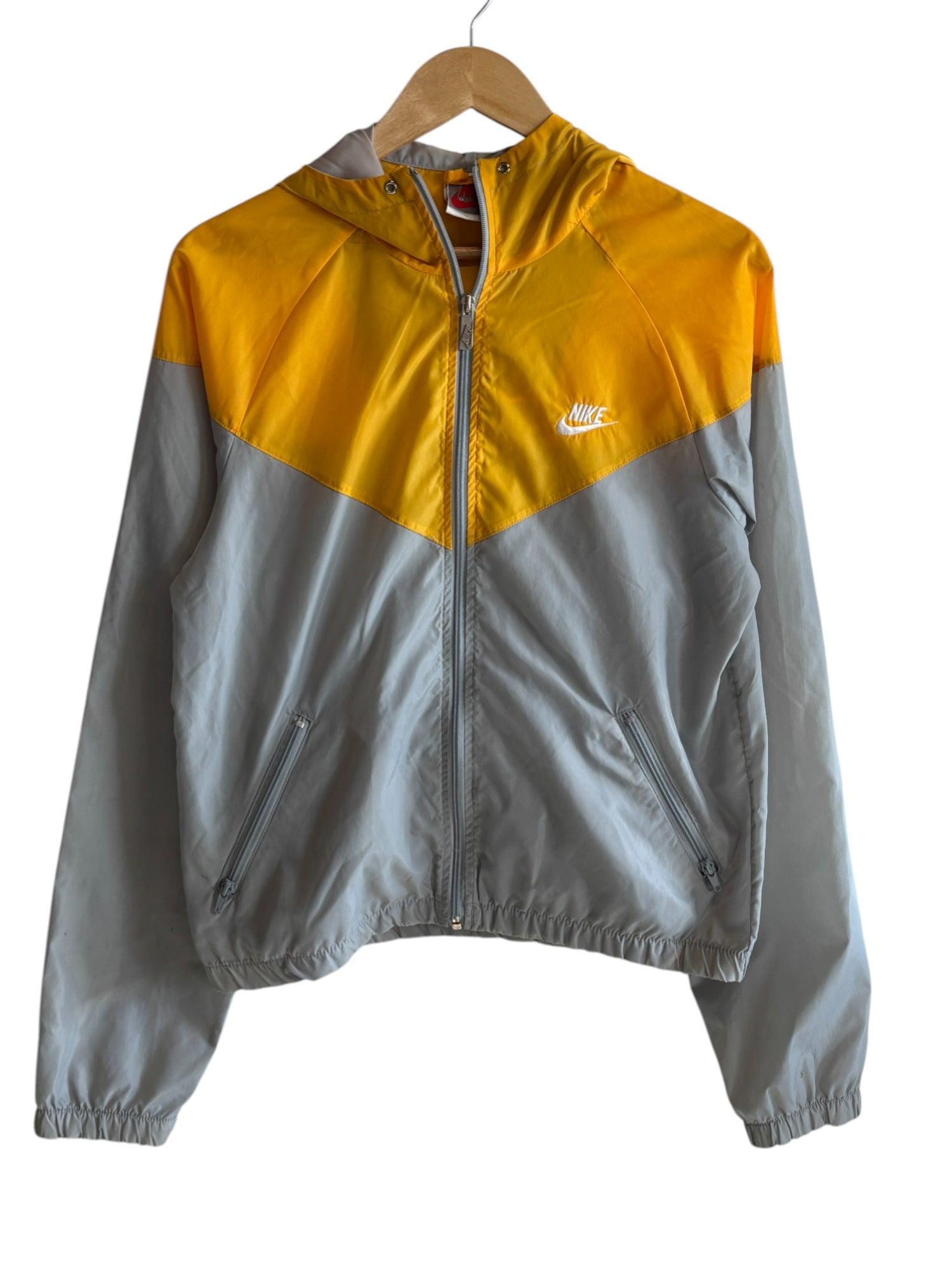 Vintage 80's Nike Grey Yellow Zip up Windbreaker Jacket Size