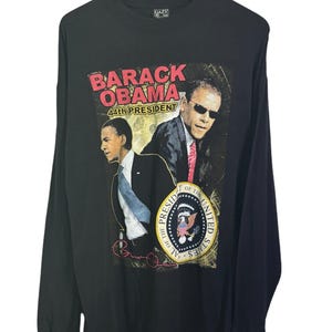 Vintage 00-tals Obama 44:e president hiphop-stil rap långärmad storlek XXL