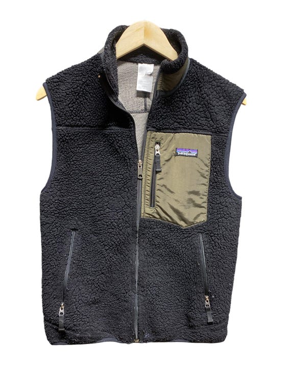 Vintage Patagonia Retro-x Black Olive Zip up Vest Size Small - Etsy