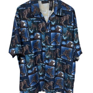Vintage 00&#39;s Spider-Man 2 Movie Promo All Over Print Button Up Size XXL
