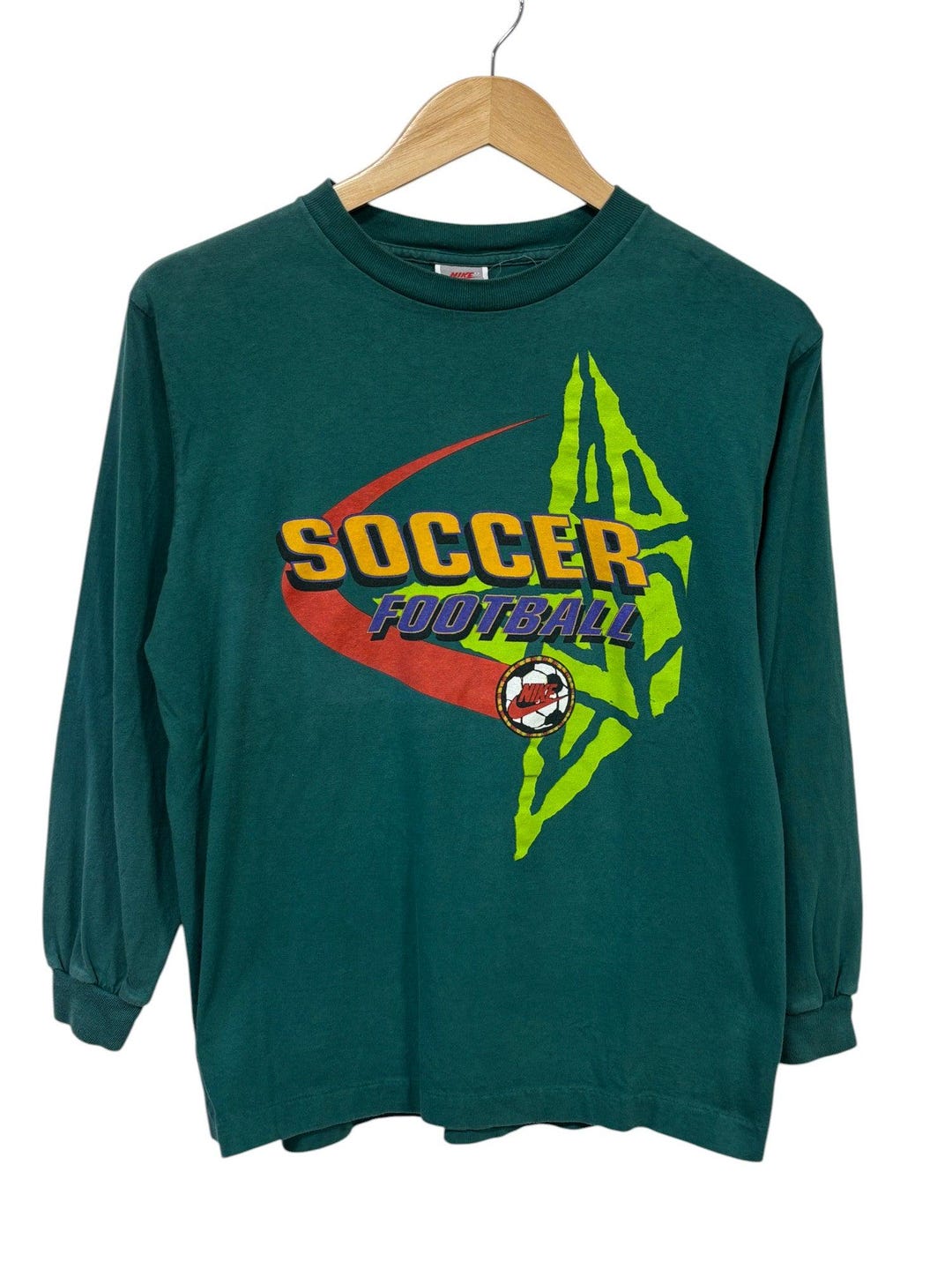 Vintage 90's Nike Silver Tag Soccer Long Sleeve Graphic Shirt Size