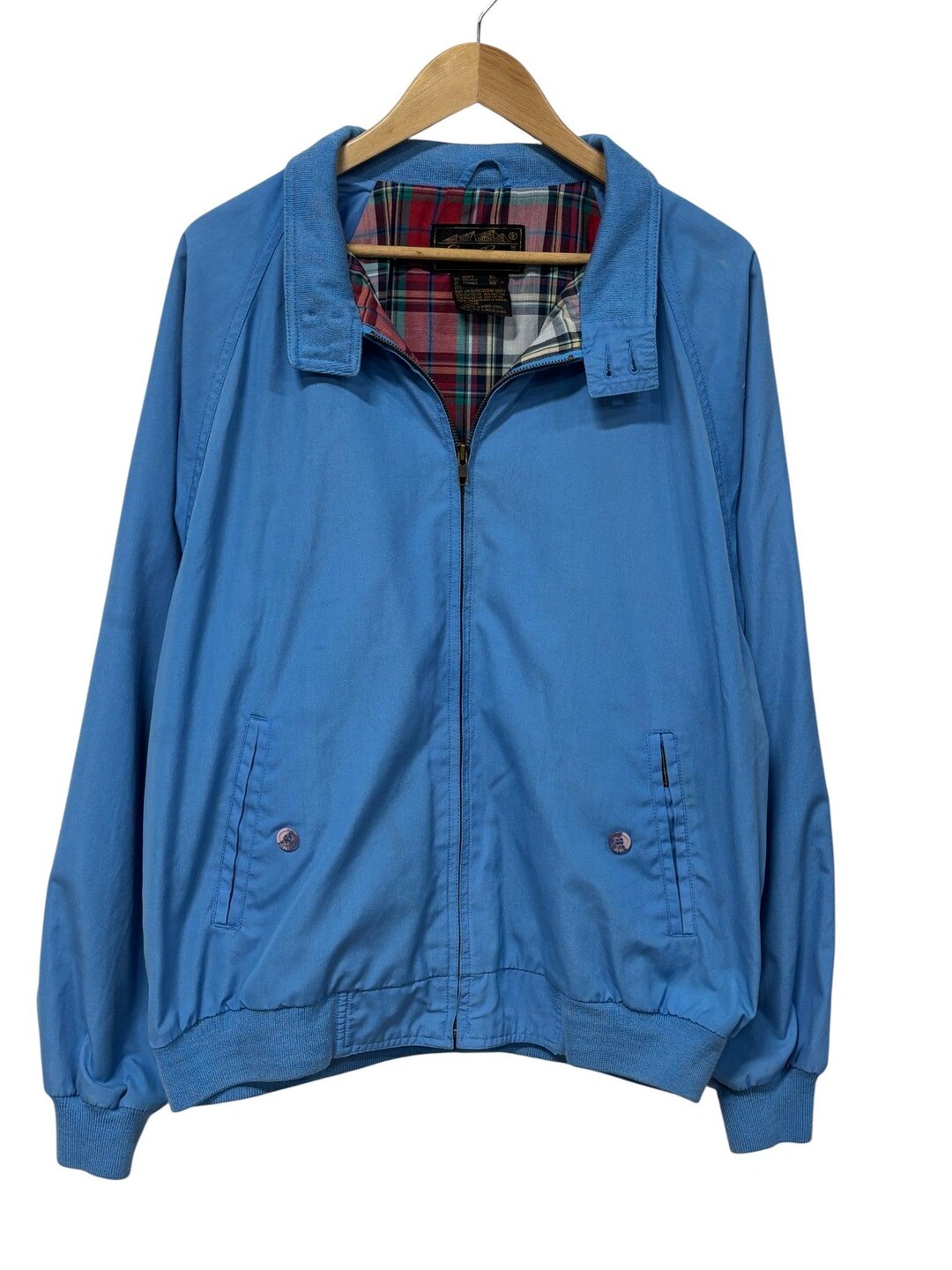 Vintage 90's Eddie Bauer Flannel Lined Blue Harrington Style